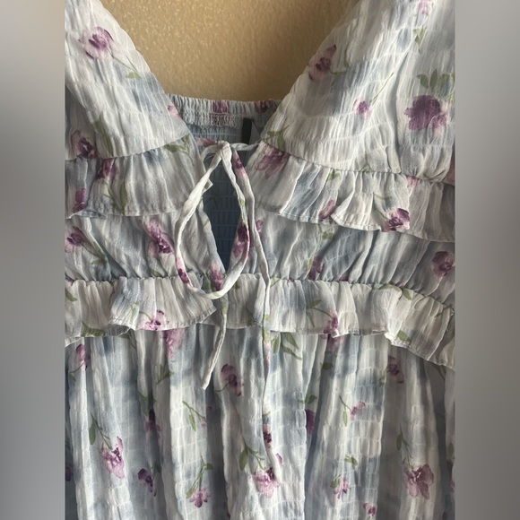 New Lulus Women Floral Blue Maxi Dress Size XL - Picture 8 of 10